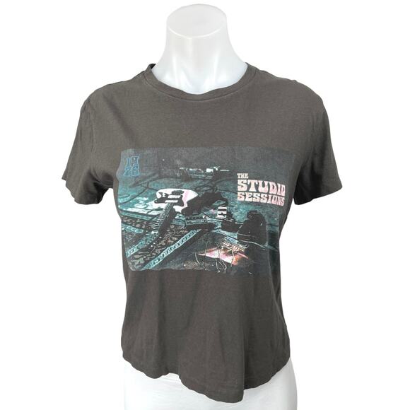 Aritzia Denim Forum Gray Studio Sessions Guitar Short Sleeve T Shirt Tee Top XS - Picture 1 of 5